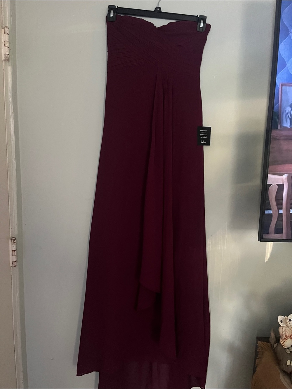Lulu's Strapless Burgundy Evening Gown